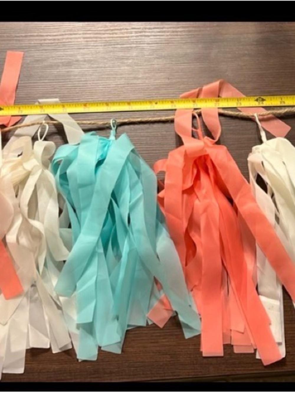 Hobby Lobby String Garland Decor Mint White And Peach Color around 3 feet #754